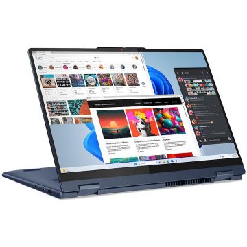 Lenovo Laptop Lenovo IdeaPad 5 2-in-1 16AHP9, Procesor AMD Ryzen™ 5 8645HS, Display 16 WUXGA (1920x1200), IPS, Touch, Memorie RAM 16GB LPDDR5x, Capacitate 512GB SSD, Placa video integrata AMD Radeon™ 760M Graphics, Windows® 11 Home, Cosmic Blue