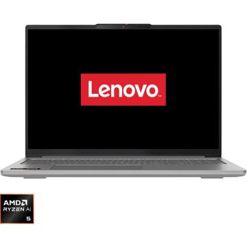 Lenovo Laptop Lenovo IdeaPad Pro 5 16AKP10, Procesor AMD Ryzen™ AI 5 340, Display 16 2.8K (2880x1800), OLED, 120Hz, Memorie RAM 16GB LPDDR5x, Capacitate 1TB SSD, Placa video dedicata NVIDIA® GeForce RTX™ 5050 8GB GDDR7, No OS, Luna Grey