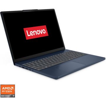 Lenovo Laptop Lenovo IdeaPad Slim 3 15AHP10, Procesor AMD Ryzen™ 7 8840HS, Display 15.3 WUXGA (1920x1200), IPS, Memorie RAM 16GB DDR5, Capacitate 512GB SSD, Placa video integrata AMD Radeon™ 780M Graphics, No OS, Cosmic Blue