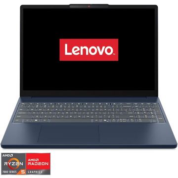 Lenovo Laptop Lenovo IdeaPad Slim 3 15ARP10, Procesor AMD Ryzen™ 5 7533HS, 15.3 WUXGA (1920x1200), IPS, Memorie RAM 24GB SSD, Capacitate 1TB SSD, Placa video integrata AMD Radeon™ 660M Graphics, No OS, Cosmic Blue