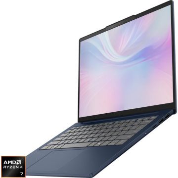 Lenovo Laptop Lenovo IdeaPad Slim 5 14AKP10, procesor AMD Ryzen™ AI 7 350, 14 inch, WUXGA, OLED, 32GB DDR5 RAM, 1TB SSD, AMD Radeon™ 860M Graphics, No OS, Albastru inchis
