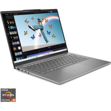 Lenovo Laptop Lenovo IdeaPad Slim 5 14ARP10, Procesor AMD Ryzen™ 5 7535HS, Display 14 WUXGA (1920x1200), IPS, Memorie RAM 16GB DDR5, Capacitate 512GB SSD, Placa video integrata AMD Radeon™ 660M Graphics, No OS, Luna Grey