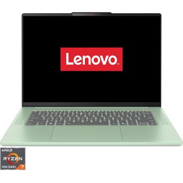 Lenovo Laptop Lenovo IdeaPad Slim 5 15ARP10, Procesor AMD Ryzen™ 7 7735HS, 15.1 WQXGA (2560 x 1600), OLED, Memorie RAM 16GB LPDDR5x, Capacitate 1TB SSD, Placa video integrata AMD Radeon™ 680M Graphics, No OS, Seafoam Green