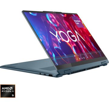 Lenovo Laptop Yoga 7 2-in-1 14AKP10, Procesor AMD Ryzen™ AI 5 340, Display 14 WUXGA (1920x1200), OLED, Touch, Memorie RAM 24GB LPDDR5x, Capacitate 1TB SSD, Placa video integrata AMD Radeon™ 840M Graphics, Windows® 11 Home, Tidal Teal