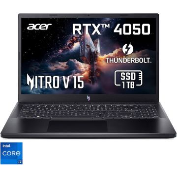 Acer Laptop Gaming Acer Nitro V 15 ANV15-51-78ST cu procesor Intel® Core™ i7-13620H pana la 4.9GHz, 15.6, Full-HD, IPS, 165Hz, 32GB DDR5 RAM, 1TB SSD, NVIDIA® GeForce RTX™ 4050 6GB GDDR6, No OS, Obsidian Black Acer Laptop Gaming Acer Nitro V 15 ANV15-51-78ST cu procesor Intel® Core™ i7-13620H pana la 4.9GHz, 15.6, Full-HD, IPS, 165Hz, 32GB DDR5 RAM, 1TB SSD, NVIDIA® GeForce RTX™ 4050 6GB GDDR6, No OS, Obsidian Black