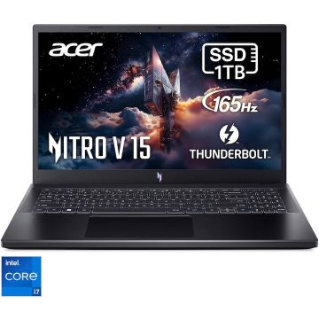 Acer Laptop Gaming Acer Nitro V 15 cu procesor Intel® Core™ i7-13620H pana la 4.9GHz, 15.6'', Full HD, IPS, 165Hz, 16GB DDR5 RAM, 1TB SSD, NVIDIA® GeForce RTX™ 3050 6GB GDDR6, No OS, Obsidian Black Acer Laptop Gaming Acer Nitro V 15 cu procesor Intel® Core™ i7-13620H pana la 4.9GHz, 15.6'', Full HD, IPS, 165Hz, 16GB DDR5 RAM, 1TB SSD, NVIDIA® GeForce RTX™ 3050 6GB GDDR6, No OS, Obsidian Black