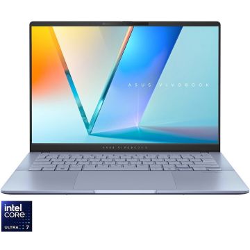 Asus Laptop ASUS Vivobook S14 S5406SA cu procesor Intel® Core™ Ultra 7 256V pana la 4.8GHz, 14'', WUXGA, OLED, 16GB LPDDR5X RAM, 1TB SSD, Intel® Arc™ Graphics, No OS, Mist Blue Asus Laptop ASUS Vivobook S14 S5406SA cu procesor Intel® Core™ Ultra 7 256V pana la 4.8GHz, 14'', WUXGA, OLED, 16GB LPDDR5X RAM, 1TB SSD, Intel® Arc™ Graphics, No OS, Mist Blue