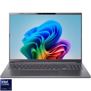 Laptop Acer 16'' Aspire 16 AI A16-52M, WUXGA+ OLED 120Hz, Procesor Intel® Core™ Ultra 7 258V (12M Cache, up to 4.80 GHz), 32GB LPDDR5X, 1TB SSD, Intel Arc 140V, No OS, Steel Gray