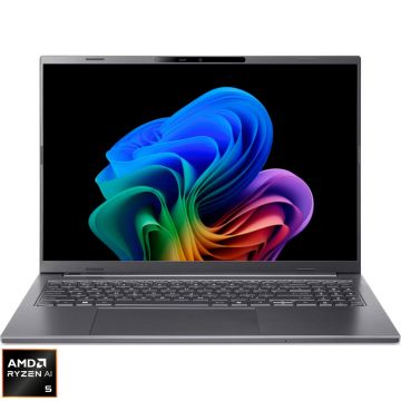 Laptop Acer 16'' Aspire 16 AI A16-61M, WUXGA+ OLED 120Hz, Procesor AMD Ryzen™ AI 5 340 (16M Cache, up to 4.80 GHz), 16GB LPDDR5X, 512GB SSD, AMD Radeon 840M, No OS, Steel Gray Laptop Acer 16'' Aspire 16 AI A16-61M, WUXGA+ OLED 120Hz, Procesor AMD Ryzen™ AI 5 340 (16M Cache, up to 4.80 GHz), 16GB LPDDR5X, 512GB SSD, AMD Radeon 840M, No OS, Steel Gray