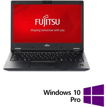 Laptop Refurbished Fujitsu Lifebook E548 HD 14 inch Intel Core i5-7300U 8GB 256GB SSD Windows 10 Pro Black