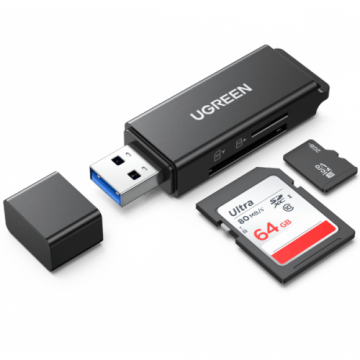 Cititor De Carduri Extern Interfata USB 3.0 Citeste/Scrie: SD MicroSD Viteza Pana La 480Mbps Suporta Carduri Maxim 2TB Plastic Negru