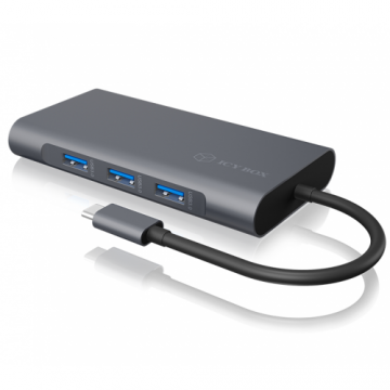 Docking Station Icy  IB-DK4040-CPD USB Type-C  USB 3.0 HDMI   RJ-45 Audio Combo Card Reader Gri