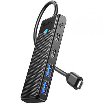 Hub Extern 4in1 2x USB-A 3.0 + 1x USB Type-C 3.0 + PD 100W Negru