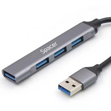 Hub Extern Porturi 1x USB 3.0 3x USB 2.0 Conectare prin USB 3.0 Cablu 1M Argintiu