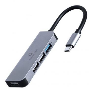 Hub Extern Porturi 1xUSB 3.1 3xUSB 2.0 Conectare prin USB Type-C Argintiu