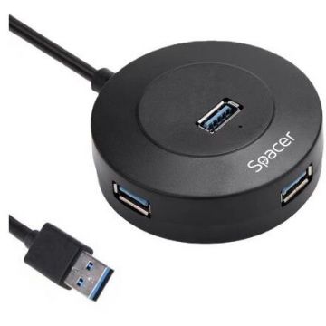 Hub Extern Porturi USB 1xUSB 3.0 3xUSB 2.0 Conectare prin USB 3.0 Cablu 1M Plastic ABS Negru
