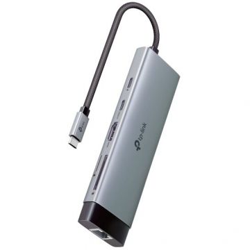 Hub Extern UH9120C 3x USB 3.0 + 1x USB-C PD + 1x USB-C + 1x HDMI + 1x RJ-45 Gigabit  Conectare prin USB Type-C Lungime Cablu 10CM Gri