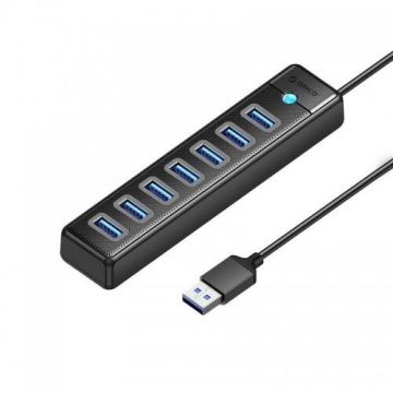 Hub Extern USB-A la 7xUSB-A 3.0 Cablu 1M Negru