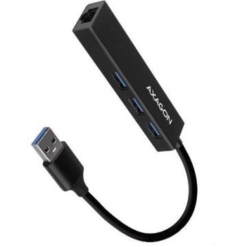 Hub HMA-GL3A 3xUSB-A + Gigabit LAN USB3.2 Gen 1 Hub Metalic Cablu USB-A 20CM Negru