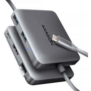 Hub HMC-5HL USB-C 4K/60Hz RJ-45 Argintiu