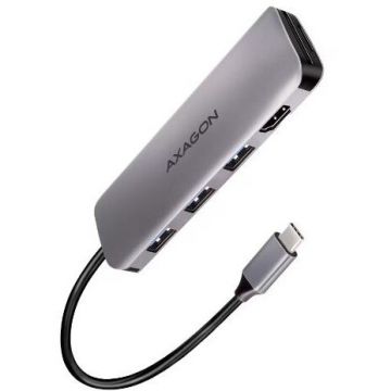 Hub HMC-HCR3A USB-Hub 3xUSB-A + HDMI + SD/microSD Cablu USB-C 20 cm USB-C-Kabel Argintiu