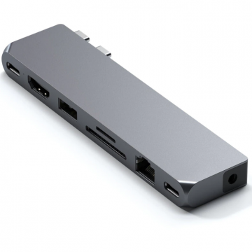 Hub Pro Docking MaxM11xUSB4 1x HDMI 4K 60Hz 1xUSB-A3.0 1x micro/SD 1xEthernet 1xUSB-C 1xAudio  Gri