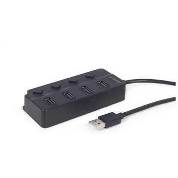 Hub USB 4x USB 2.0  A  1x USB 2.0 A 80cm Negru