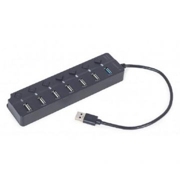 Hub USB 6x USB 2.0 1x USB 3.1 0.5m Negru