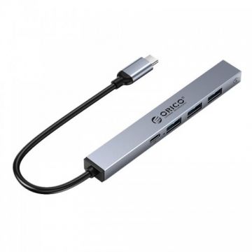 Hub USB BC1-5P   3x USB 2.0 1x USB-C 0.15m Gri