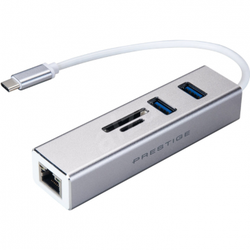 Hub USB Card Reader SD/TF  USB Type-C Port RJ-45 Gri