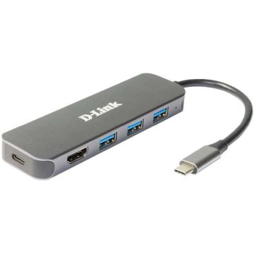 Hub USB DUB-2333, docking station (silver, USB-A, USB-C, HDMI)