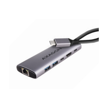 Hub USB HMC-6G2L 2x USB-A 1x USB-C 4K/60Hz HDMI RJ-45 USB 3.2 Gen 2 PD 100W 15cm USB-C Gri
