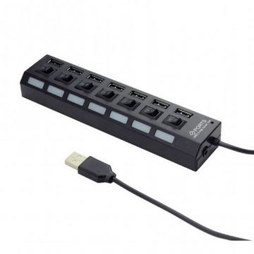 Hub USB UHB-U2P7-03 7-port USB 2.0 Negru