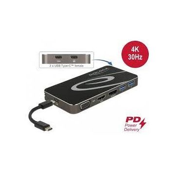 Hub USB USB Type-C 3.2 docking station (black, 4K HDMI + DP, VGA, USB hub and PD 3.0)
