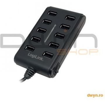 logilink HUB USB 2.0 extern, 10*USB, incl. alimentare 3.5A, black, Logilink 'UA0125'