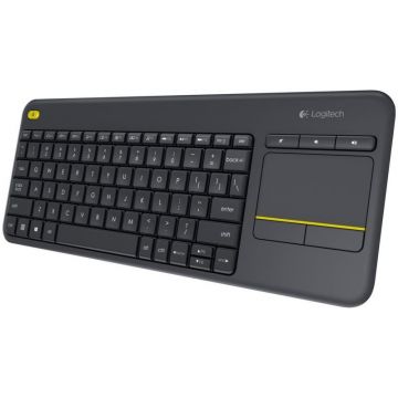 Logitech Tastatura Wireless Logitech K400 Plus Dark, Touchpad, USB, Negru