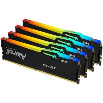 Memorie Kingston FURY Beast RGB 128GB DDR5 5200MHz CL40 Quad Channel Kit