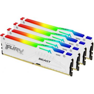 Memorie Kingston FURY Beast RGB White 64GB DDR5 6000MHz CL40 Quad Channel Kit