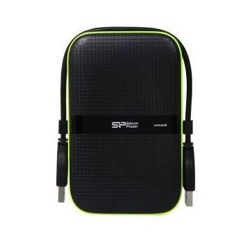 Silicon&nbsp;power Hard Disk portabil Silicon Power Armor A60 1TB, USB 3.0, 2.5 inch, Black-Green