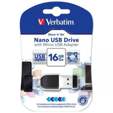 Verbatim Memorie USB Verbatim Nano 16GB USB2.0  + adaptor Micro USB  (49821)