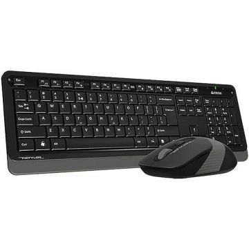 A4tech Kit tastatura si mouse wireless A4Tech FG1010 Grey 104 taste 2000 dpi negru/gri