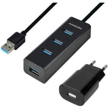 AXAGON Hub USB Axagon HUE-S2BP 4x USB 3.0, cablu 1.2m, incarcare micro USB