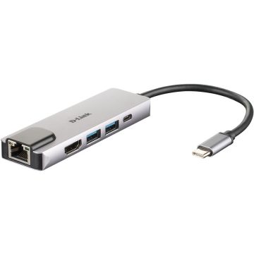 D-Link D-Link 5-in-1 DUB-M520 USB Tip C, Gri
