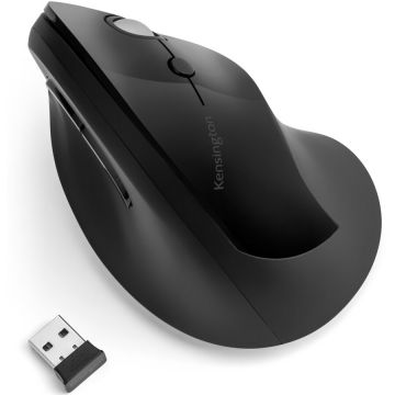Kensington Mouse vertical ergonomic, Kensington ProFit, cu 6 butoane, wireless, Negru