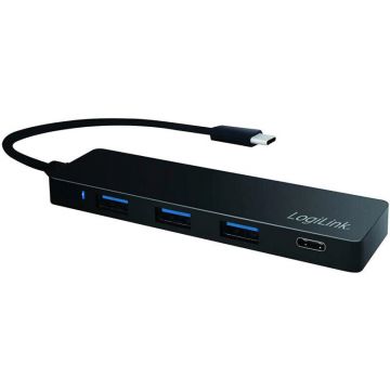 logilink Hub USB Logilink UA0311, USB tip C, 4 porturi, USB 3.0, Negru