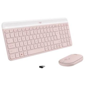 Logitech Kit wireless tastatura si mouse Logitech MK470, USB, Layout US INT, Roz