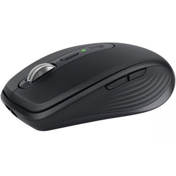 Logitech Mouse wireless Logitech MX Anywhere 3S, 2.4GHz&Bluetooth, Silent, Scroll MagSpeed, Multidevice, USB-C, Negru