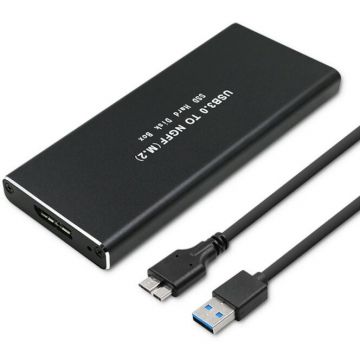QOLTEC Carcasa Pentru Ssd M.2 Sata Cu Accesorii, Qoltec, 51854, Aluminiu, Viteza De Transfer: 5 Gbit/S, Sisteme Suportate: Win7, Win10, Ios, Functie Plug&Play - Nu Necesita Driver, 95 x 38 x 9 mm, Negru