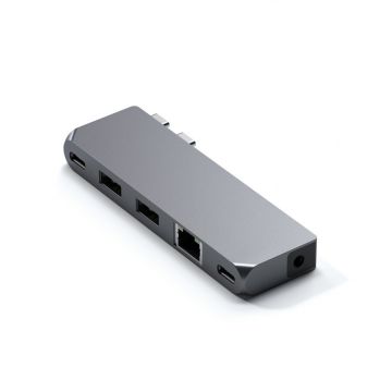 Satechi Docking Satechi Pro Hub Mini din aluminiu 1xUSB4 96W, 1xHDMI 6K 60Hz, 2 x USB-A 3.0, 1xEthernet, 1xUSB-C, 1xAudio, Gri spatial