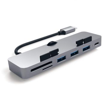 Satechi Hub tip clema Satechi Pro, Aluminum, pentru iMac Intel 2017-2019 3x USB 3.0, MicroSD, Gri spatial